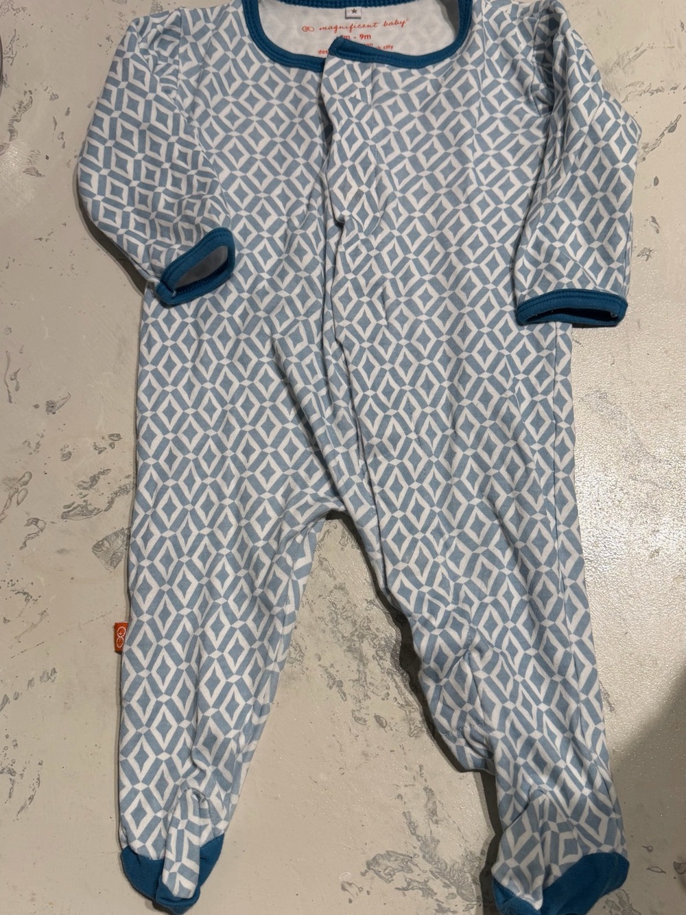 Blue Geometric Print Baby One-Piece magnificent baby